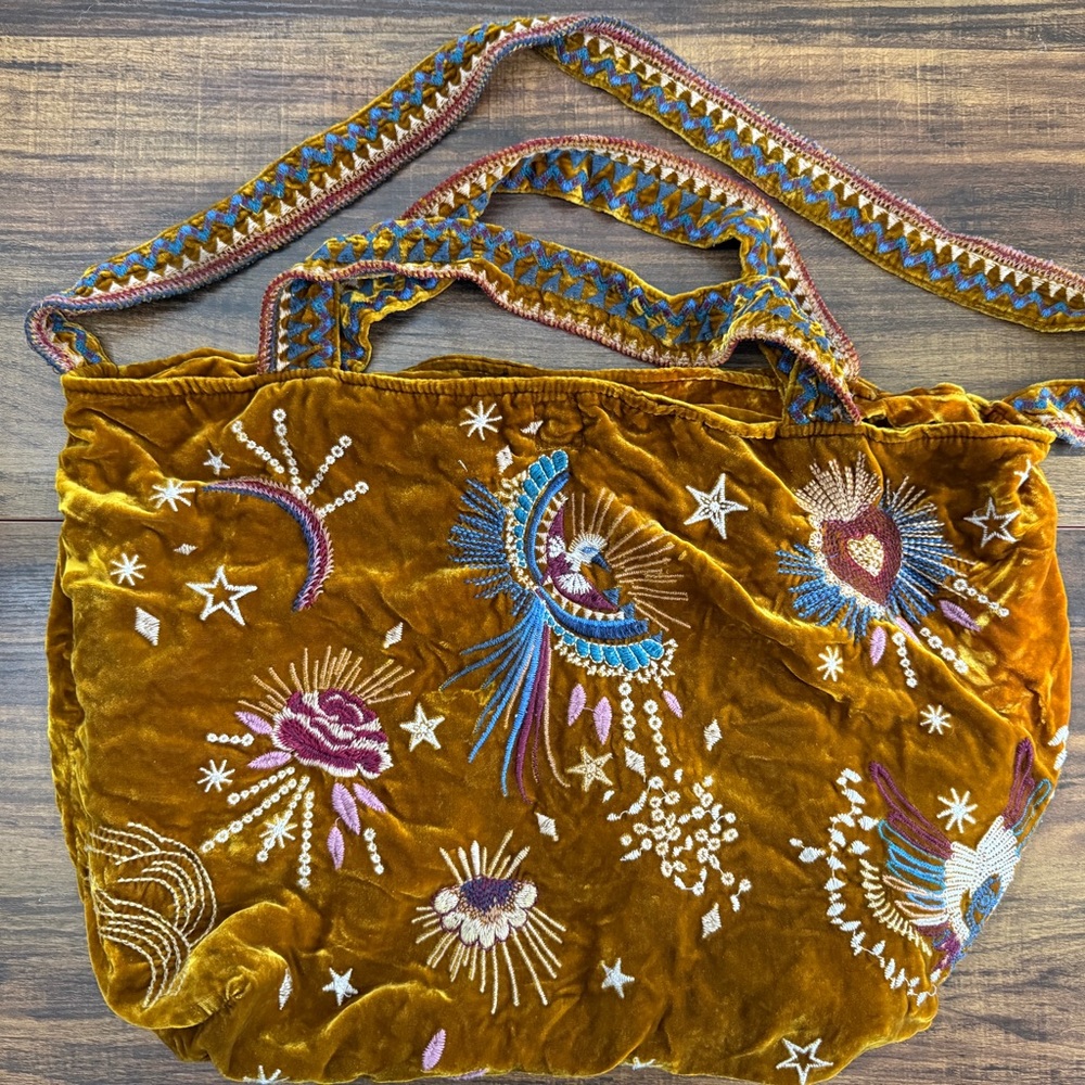 Johnny Was Embroidered Victoria Velvet Tote